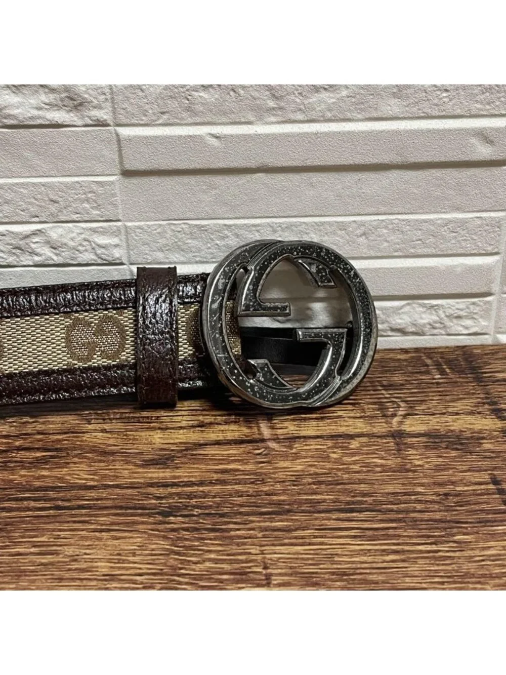 Gucci GG Interlocking Buckle Belt Canvas Leather